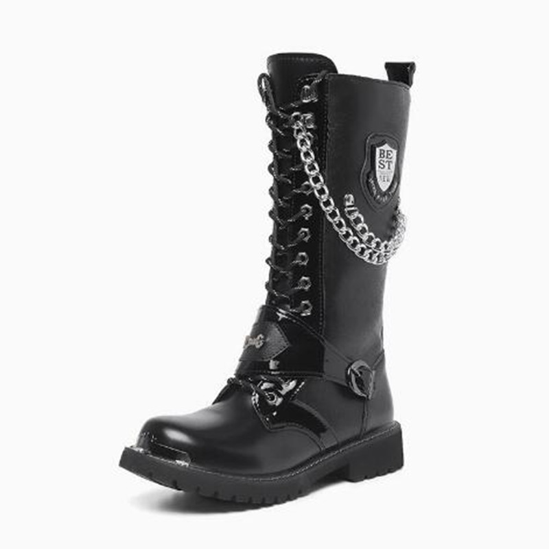 Luxury Men Motorcycle Boots Mi - Steel Chain 评论和价格